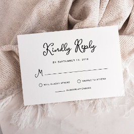 Cartão RSVP Casamento Simples, Negro e Branco, doce e capricho