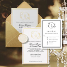 Cartão RSVP Casamento Simples, Negro e Branco Moderno Elegante