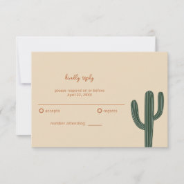 Cartão RSVP Casamento Simples no Deserto Boho