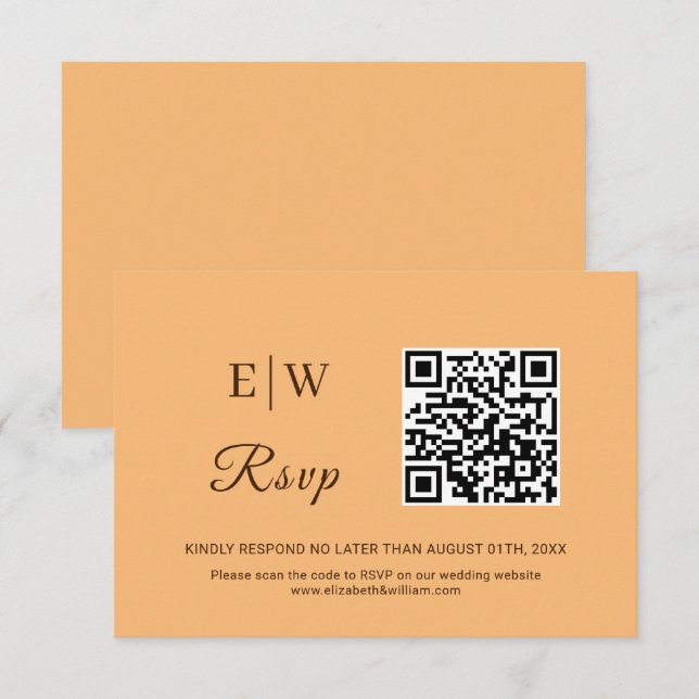 Cartão RSVP Casamento Simples por Monograma Elegante (Frente/Verso)