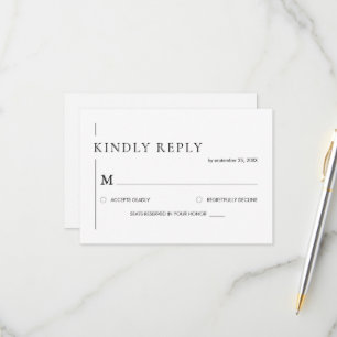 Cartão RSVP Casamento Simples Preto e Branco