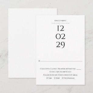 Cartão RSVP Casamento Simples Preto e Branco Data Especial