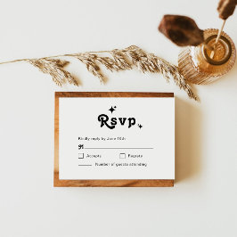 Cartão RSVP Casamento Simples Retro Chic