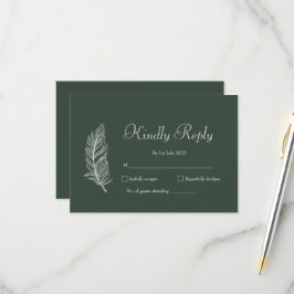 Cartão RSVP Casamento Simples ROE Verde Escuro e Branco
