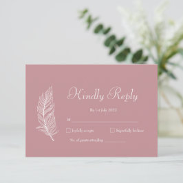 Cartão RSVP Casamento Simples Rosa e Branco ROE