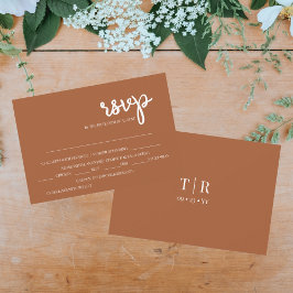 Cartão RSVP Casamento Simples Terracotta Elegante