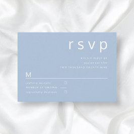 Cartão RSVP Casamento Simples Tipografia Azul