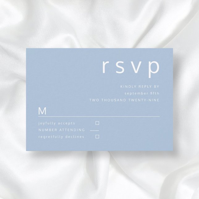 Cartão RSVP Casamento Simples Tipografia Azul (Criador carregado)