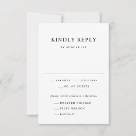 Cartão RSVP Casamento Simples Tipografia Preto e Branco