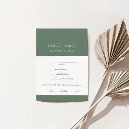 Cartão RSVP Casamento Simples Verde da Sala de Montanha Modern