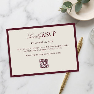 Cartão RSVP Casamento Sofisticado Burgundy Old Money