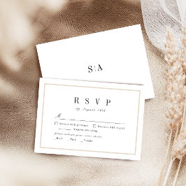 Cartão RSVP Casamento sofisticado minimalista de preto e branc
