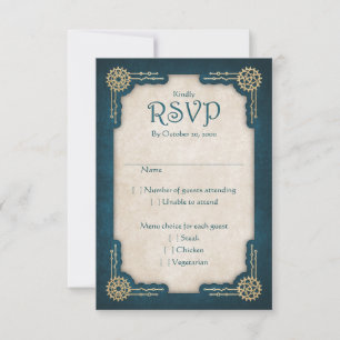 Cartão RSVP Casamento Steampunk