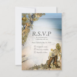 Cartão RSVP Casamento Steampunk pelo Mar