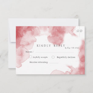 Cartão RSVP Casamento Suave Moderno de Watercolor Burgundy