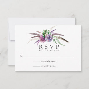 Cartão RSVP Casamento Suculento de Mystical Boho Watercolor