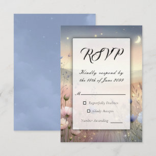 Cartão RSVP Casamento Sussurros de Flores Silvestres ao Luar