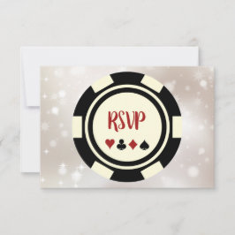 Cartão RSVP Casamento Tema Chip Casino Chip Chip White Off Pre
