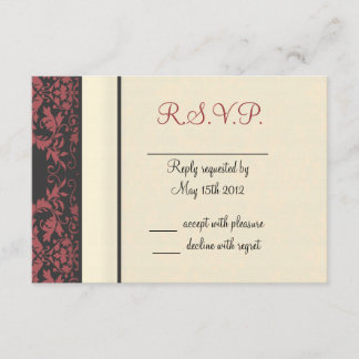 Cartão RSVP Casamento tema damasco de melancia e creme