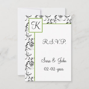 Cartão RSVP casamento tema damasco de módulo R.S.V.P padrão 3.