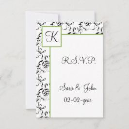 Cartão RSVP casamento tema damasco mod R.S.V.P padrão 3.5 x 5