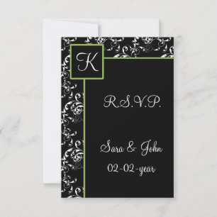 Cartão RSVP casamento tema damasco mod R.S.V.P padrão 3.5 x 5