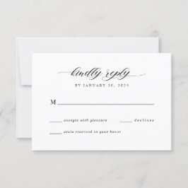 Cartão RSVP Casamento Tipografia Clássico Moderno Elegante Sim