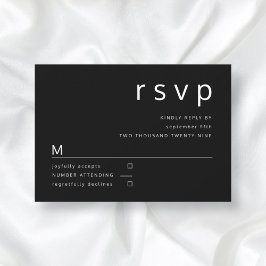 Cartão RSVP Casamento Tipografia Minimalista Preta