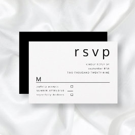 Cartão RSVP Casamento Tipografia Minimalista Preto e Branco
