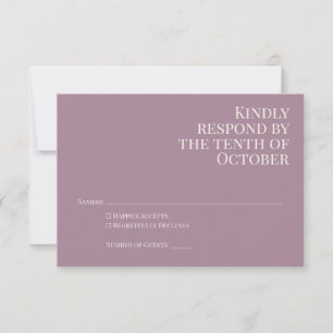 Cartão RSVP Casamento Tipografia Roxo Empoeirado Clássico Eleg