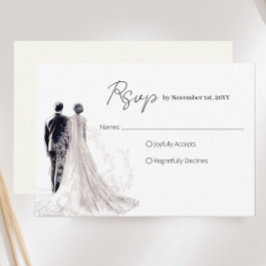 Cartão RSVP Casamento Tradicional com Letra Elegante