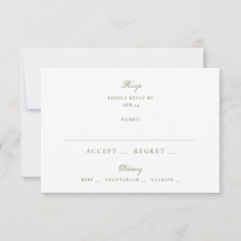 Cartão RSVP Casamento Tradicional Verde Musgo