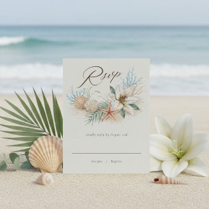 Cartão RSVP Casamento Tropical Boho na Praia