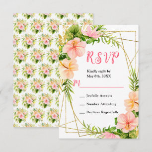 Cartão RSVP Casamento Tropical com Folhagem na Selva