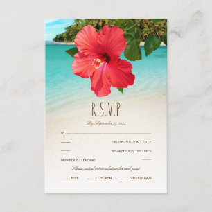 Cartão RSVP Casamento Tropical de Hibiscus Beach Havaiana