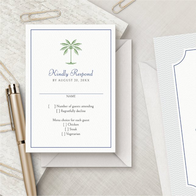 Cartão RSVP Casamento Tropical de Palmeiras (Criador carregado)