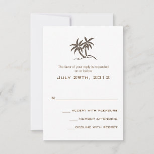 Cartão RSVP Casamento Tropical de Praia Geminada Árvores Brown