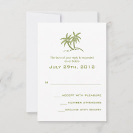 Cartão RSVP Casamento Tropical de Praia Verde de Gêmeas Palmei