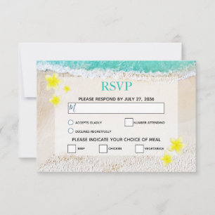 Cartão RSVP Casamento Tropical de Praia Yellow Plumeria Frangi