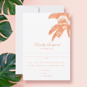 Cartão RSVP Casamento Tropical Elegante Palm Tree