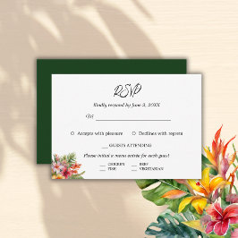 Cartão RSVP Casamento Tropical Elegante Watercolor