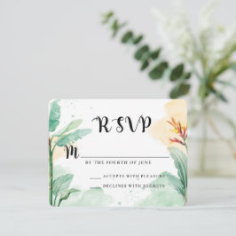 Cartão RSVP Casamento Tropical Floral Colorida