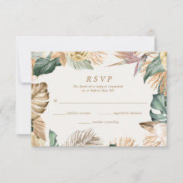 Cartão RSVP Casamento Tropical Floral na Praia Destino 