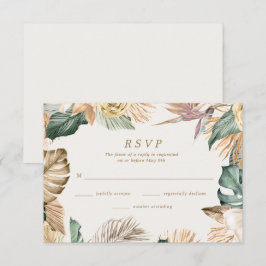 Cartão RSVP Casamento Tropical Floral na Praia Destino