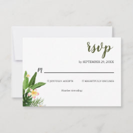 Cartão RSVP Casamento Tropical Greenery Watercolor
