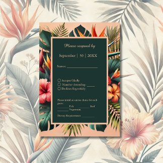 Cartão RSVP Casamento Tropical Havaiano Colorido Exótico