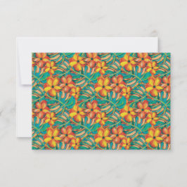 Cartão RSVP Casamento Tropical Laranja e Amarelo Floral