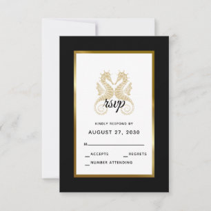 Cartão RSVP Casamento Tropical Moderno Cavalos-Marinhos Elegan