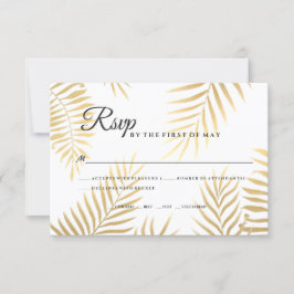 Cartão RSVP Casamento Tropical na Praia com Folhas de Palmeira