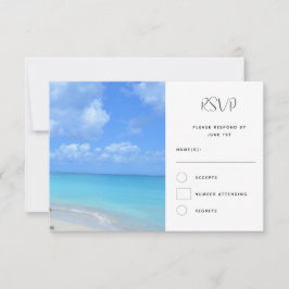 Cartão RSVP Casamento Tropical na Praia Turquesa Linda